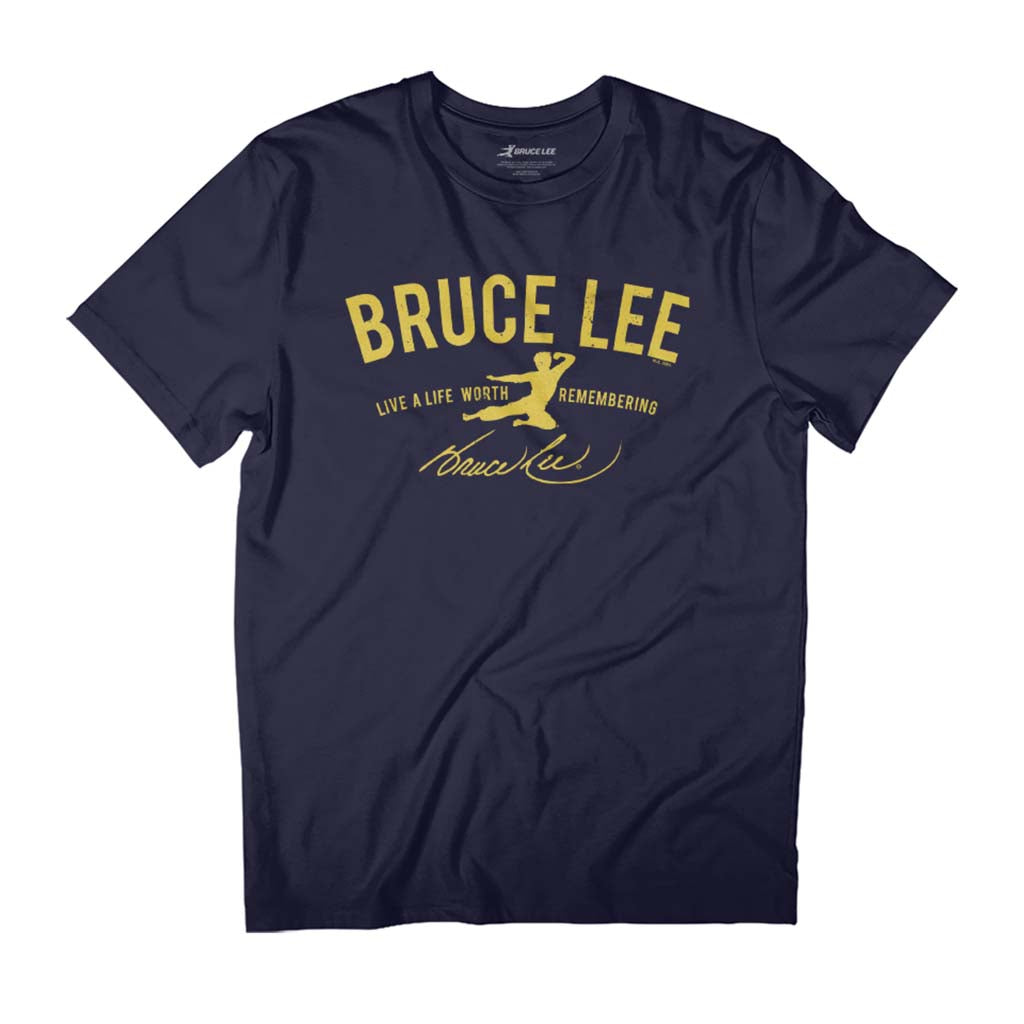 Bruce Lee Yellow Live A Life Worth Remembering Men's T-Shirt product image 1