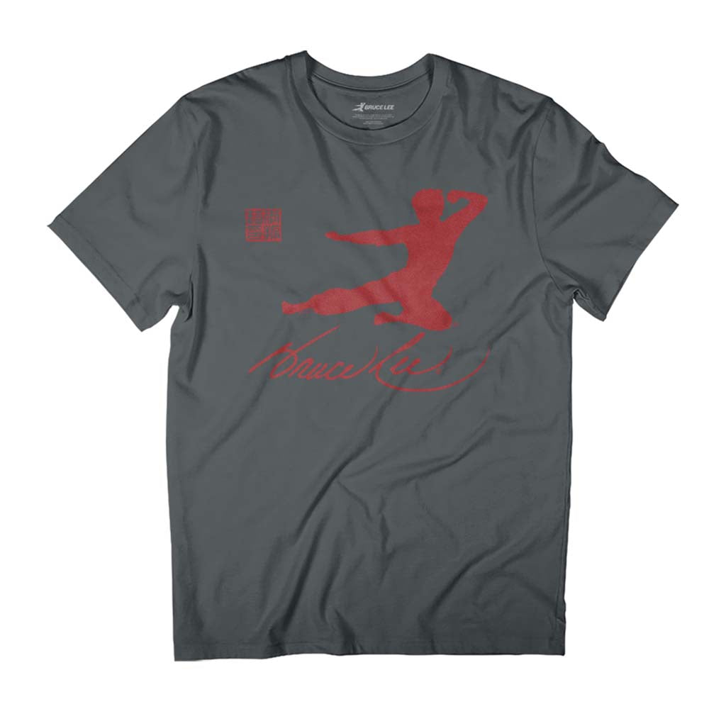 Bruce Lee Kung Fu Kick Red Print Men's T-Shirt product image 1