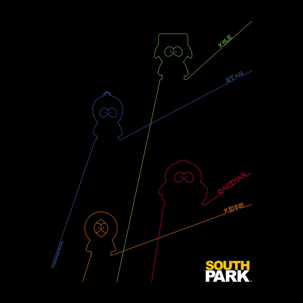 South Park Stan Kenny Kyle & Cartman Line Art Men's T-Shirt product image 2