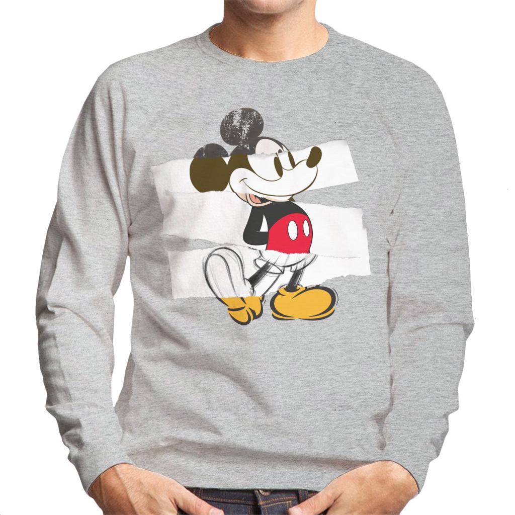 Disney Mickey Mouse Paper Rip Collage Art Men's Sweatshirt product image 1