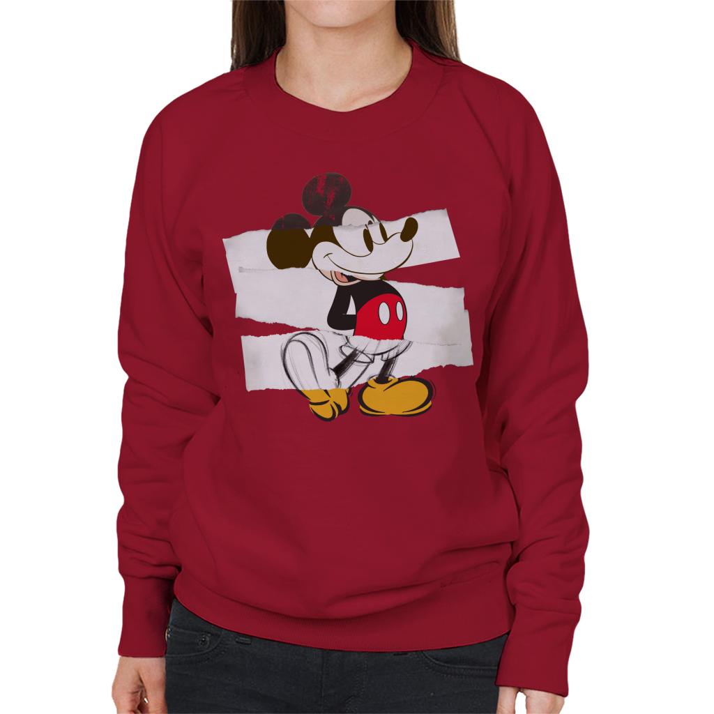 Disney Mickey Mouse Paper Rip Collage Art Women's Sweatshirt product image 6