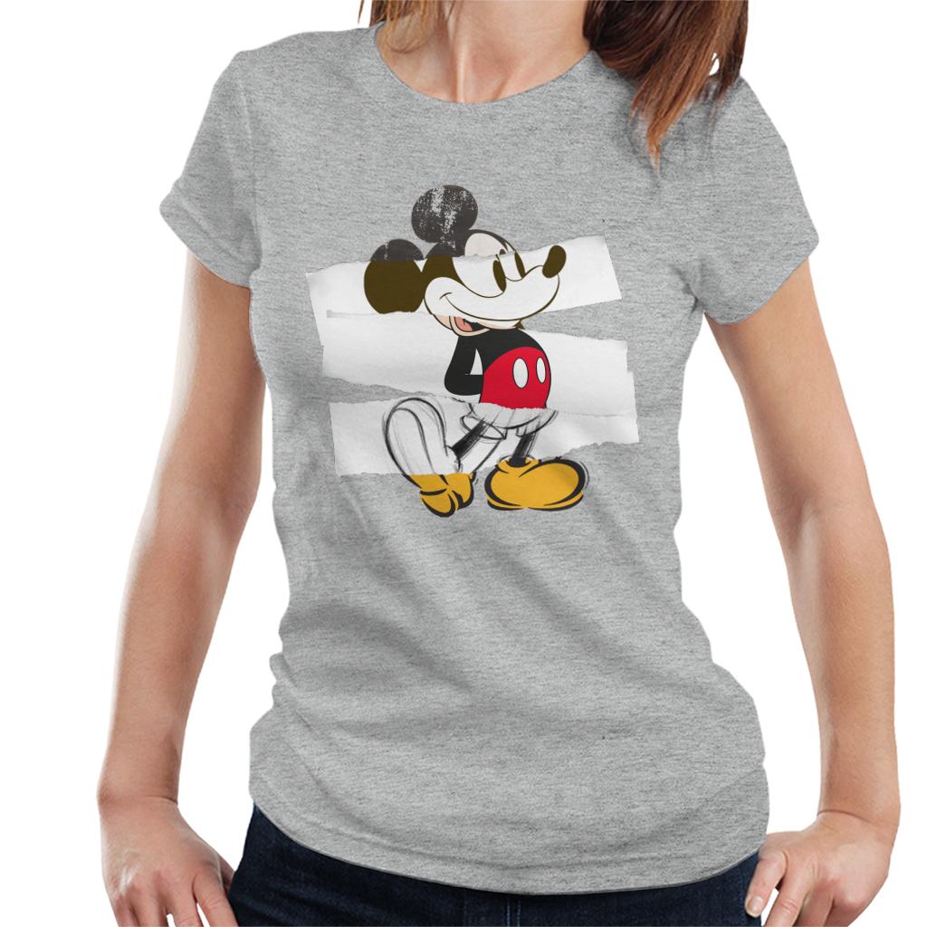 Disney Mickey Mouse Paper Rip Collage Art Women's T-Shirt product image 1