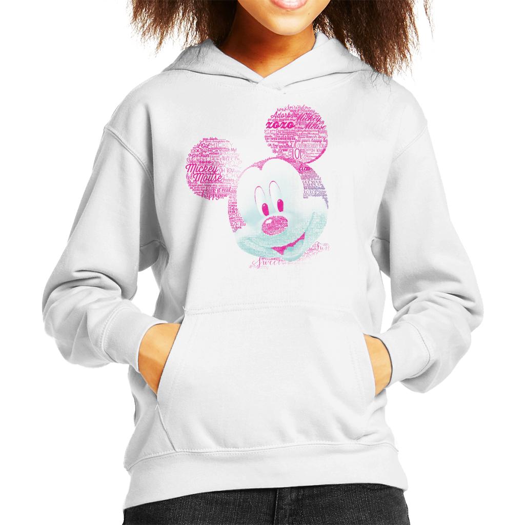 Disney Mickey Mouse Pink Text Head Kid's Hooded Sweatshirt product image 1