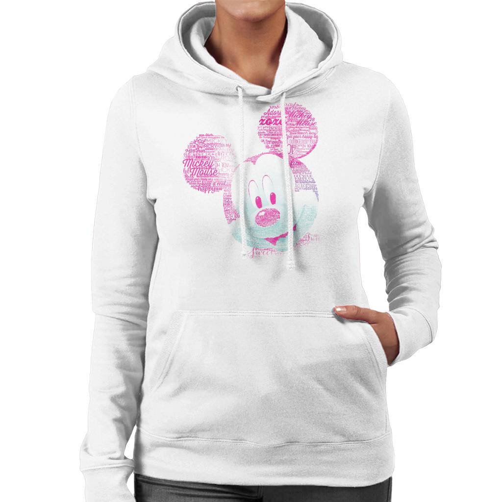 Disney Mickey Mouse Pink Text Head Women's Hooded Sweatshirt product image 1