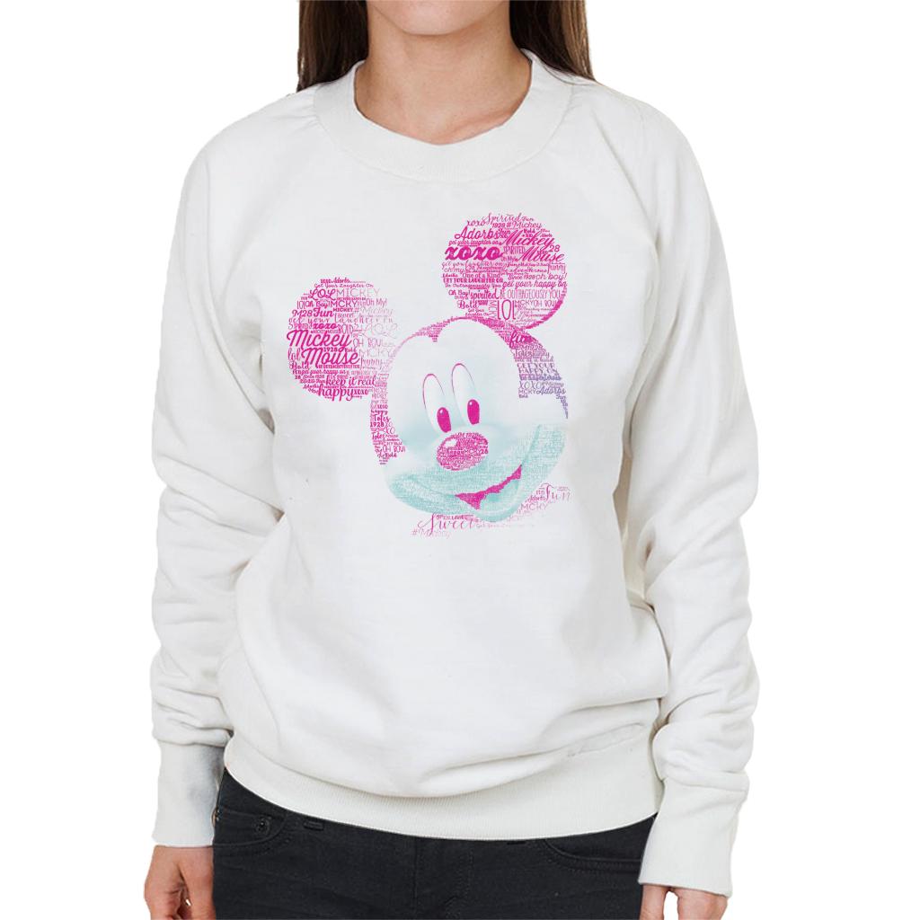 Disney Mickey Mouse Pink Text Head Women's Sweatshirt product image 1