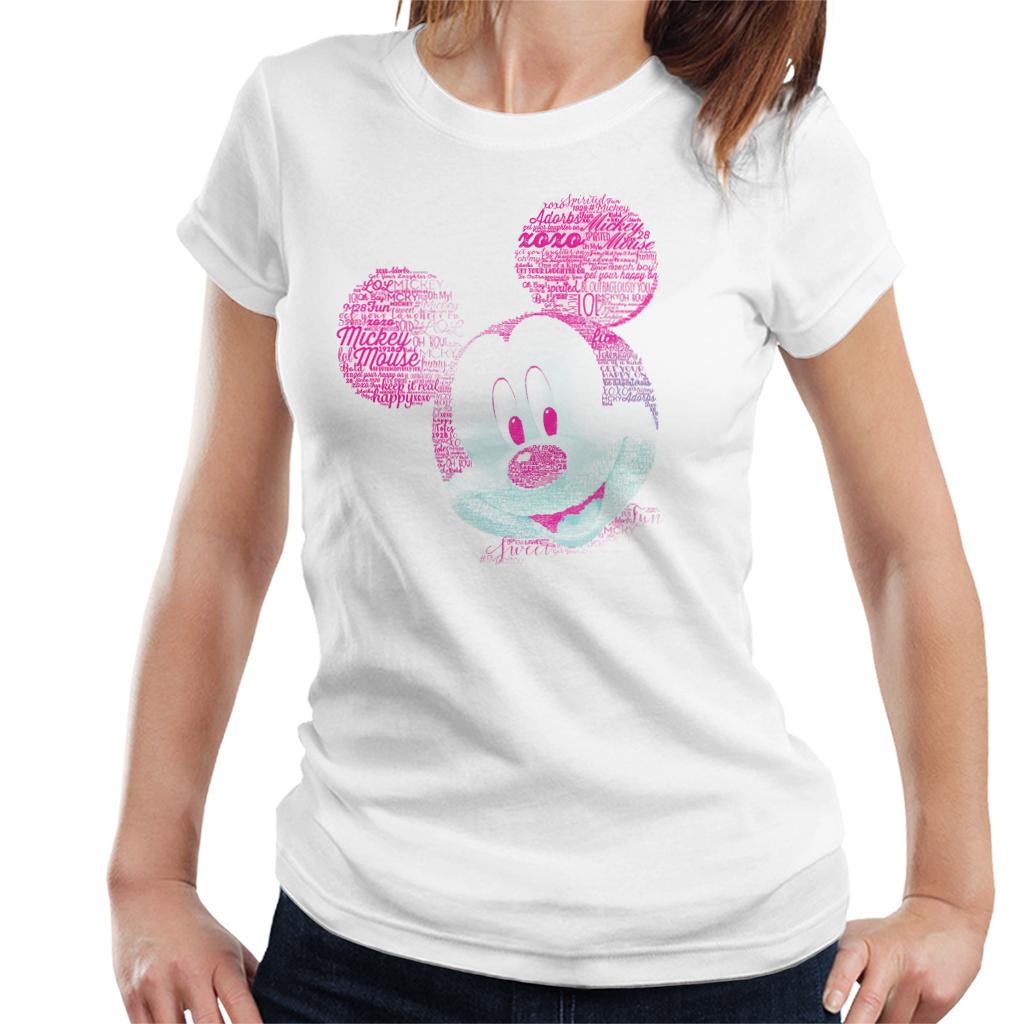 Disney Mickey Mouse Pink Text Head Women's T-Shirt product image 1