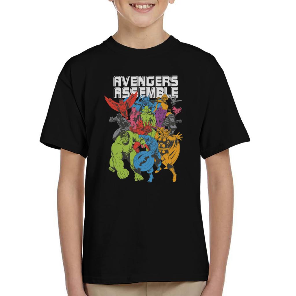 Marvel Avengers Assemble Comic Book Colour Art Kid's T-Shirt product image 1