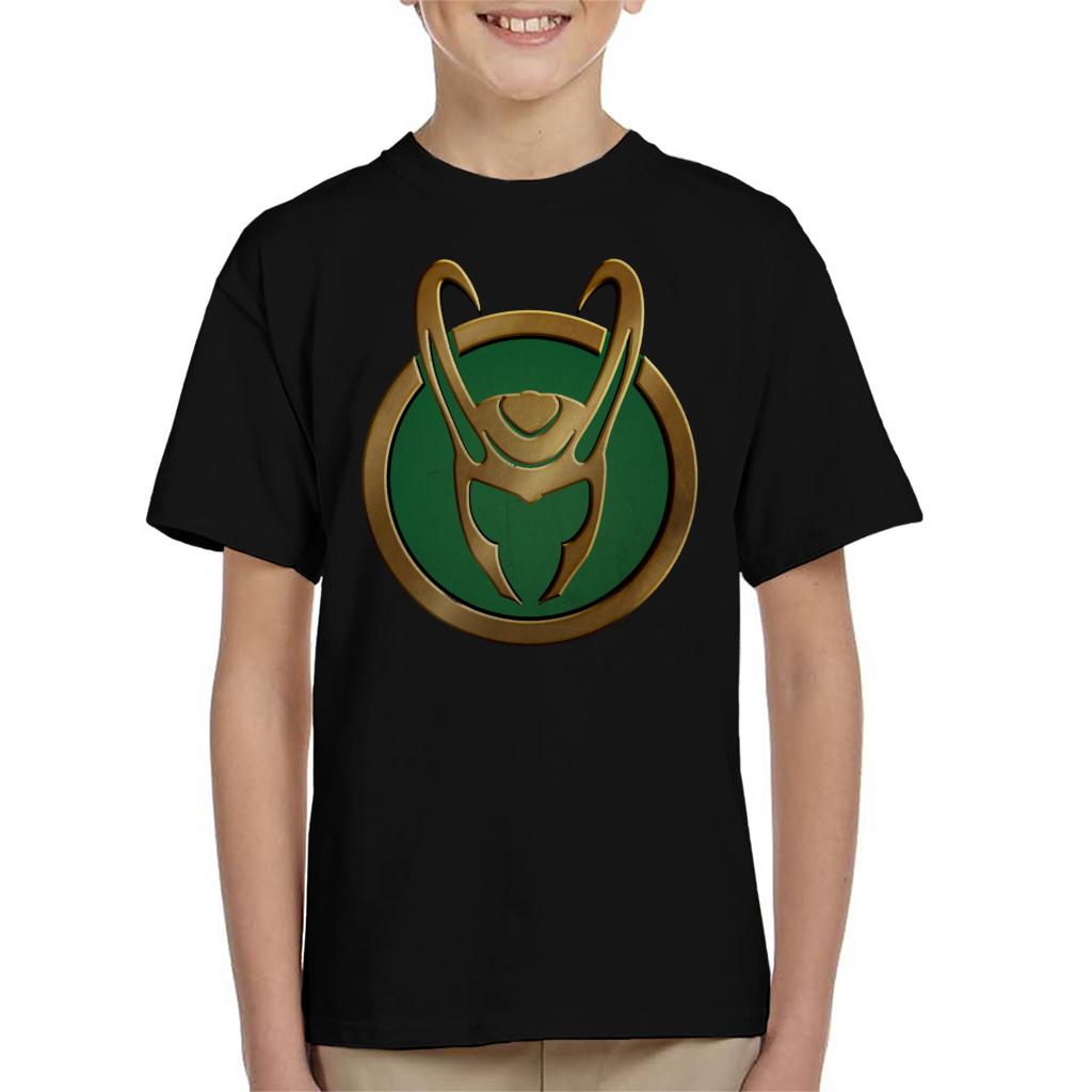 Marvel Loki Gold Horns Helmet Logo Kid's T-Shirt product image 1