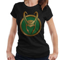 Marvel Loki Gold Horns Helmet Logo Women's T-Shirt product image 1