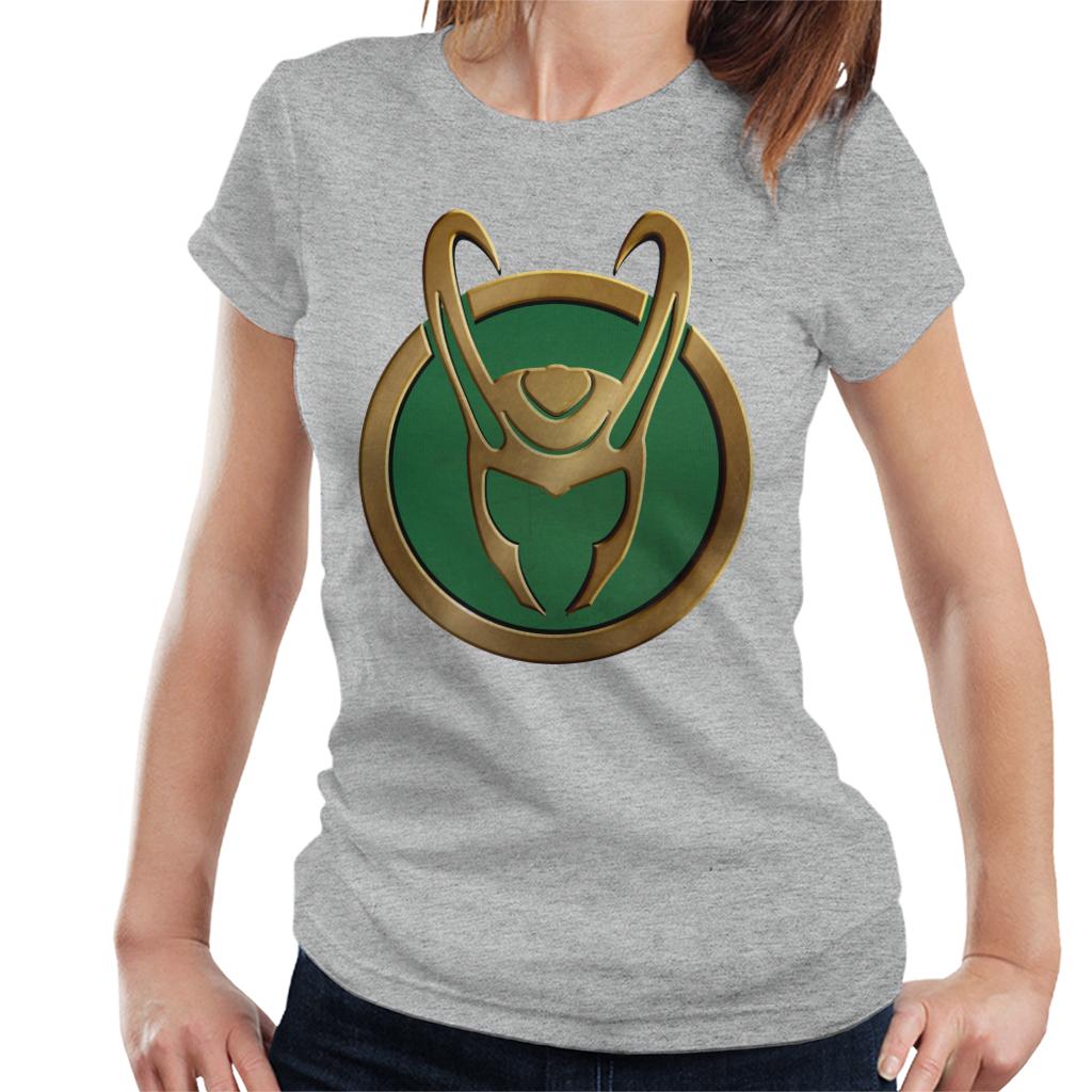 Marvel Loki Gold Horns Helmet Logo Women's T-Shirt product image 4
