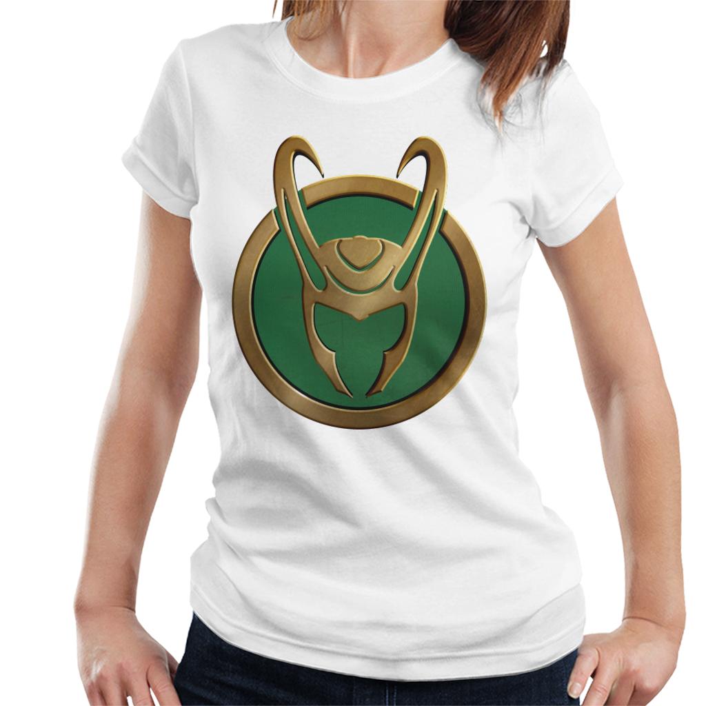 Marvel Loki Gold Horns Helmet Logo Women's T-Shirt product image 6