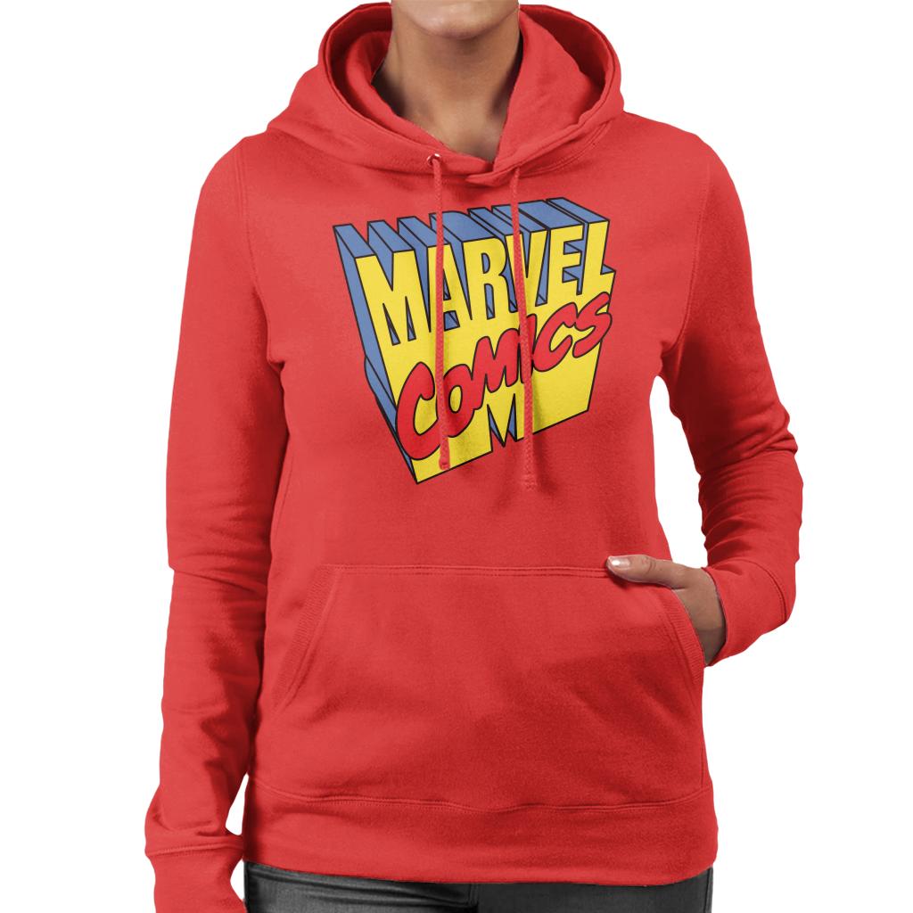 Marvel Comics 1990s 3D Perspective Logo Women's Hooded product image 8