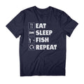 Eat Sleep Fish Repeat White Text Father's Day Men's T-Shirt product image 1