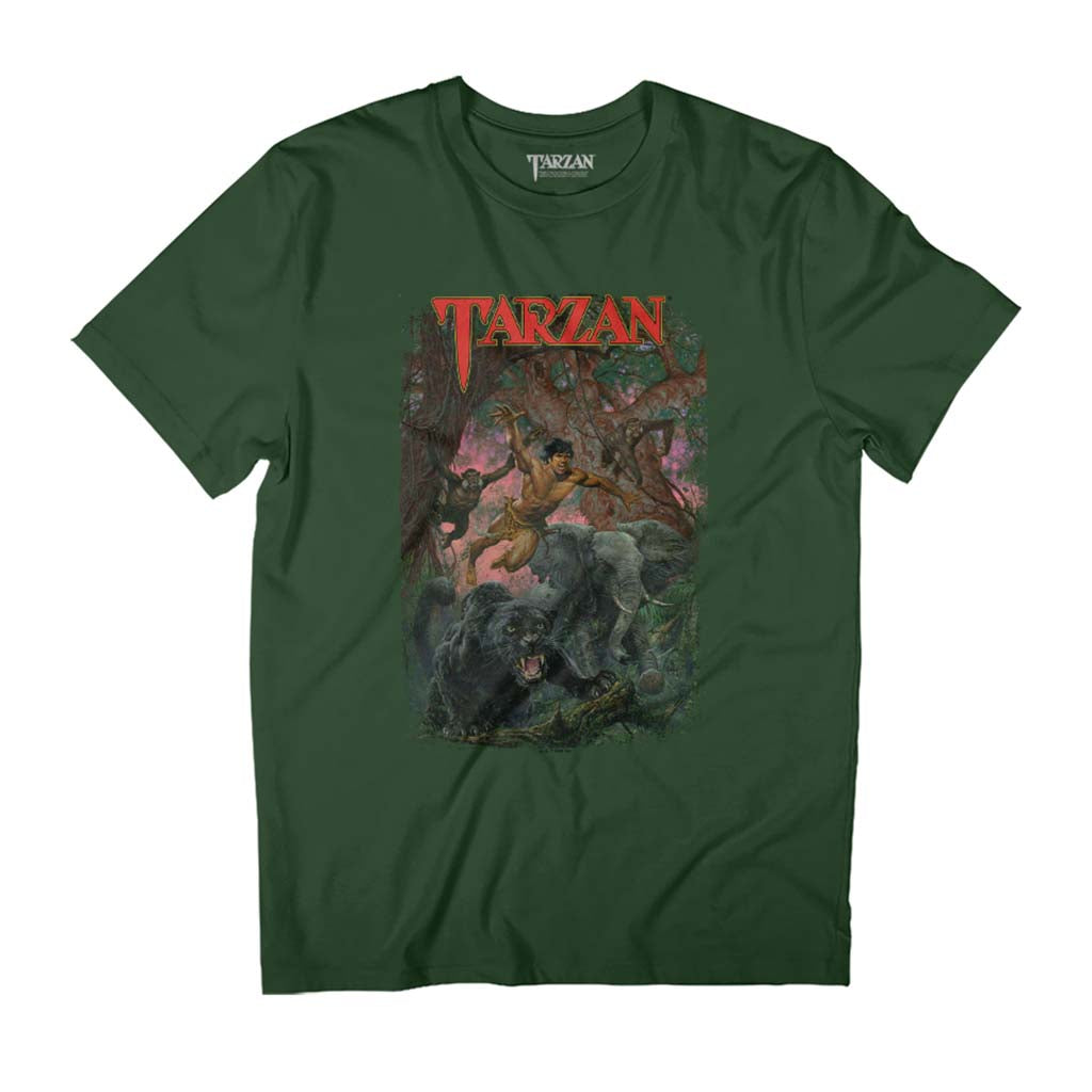 Tarzan Leaping Animal Illustration Men's T-Shirt product image 1