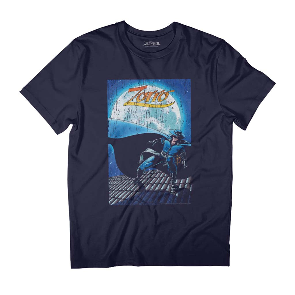 Zorro Moonlight Rooftop Scene Comic Art Men's T-Shirt product image 1