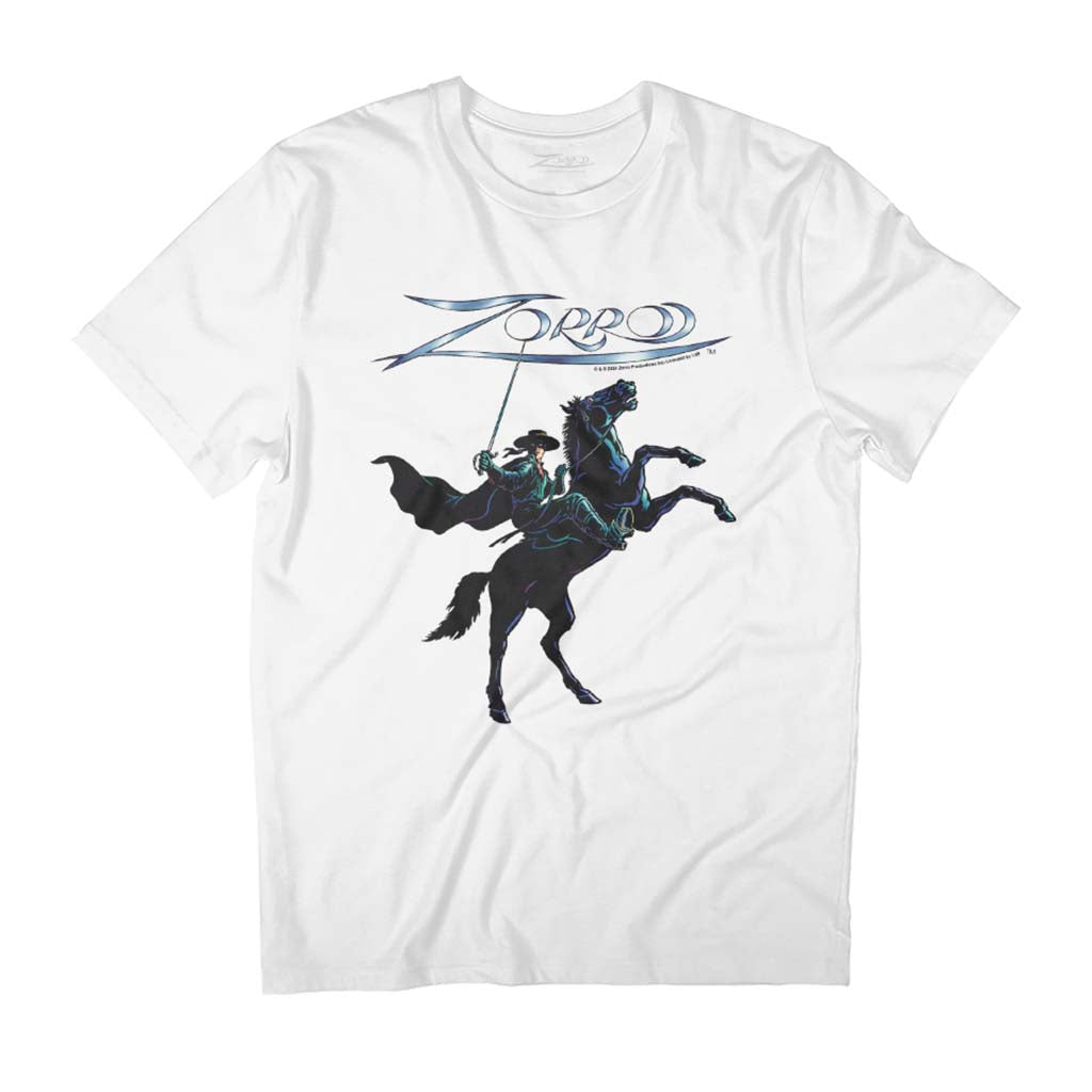 Zorro On Horseback Steel Sword Text Men's T-Shirt product image 1