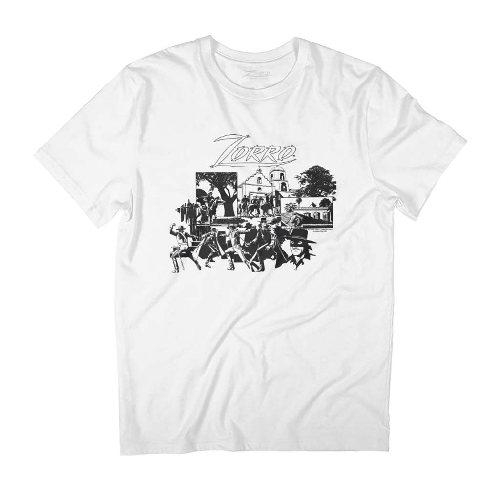 Zorro Multi Comic Book Scene Men's T-Shirt product image 1